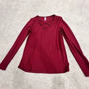 No Boundaries Burgundy Long Sleeve Tee